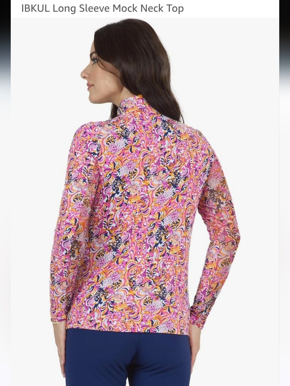 IBKUL Pink Orange Multi Print Long Sleeve Zip Top and skirt - Picture 3 of 16